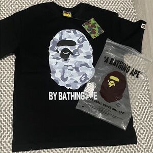 Bape Black and White Camo Ape Head T-Shirt